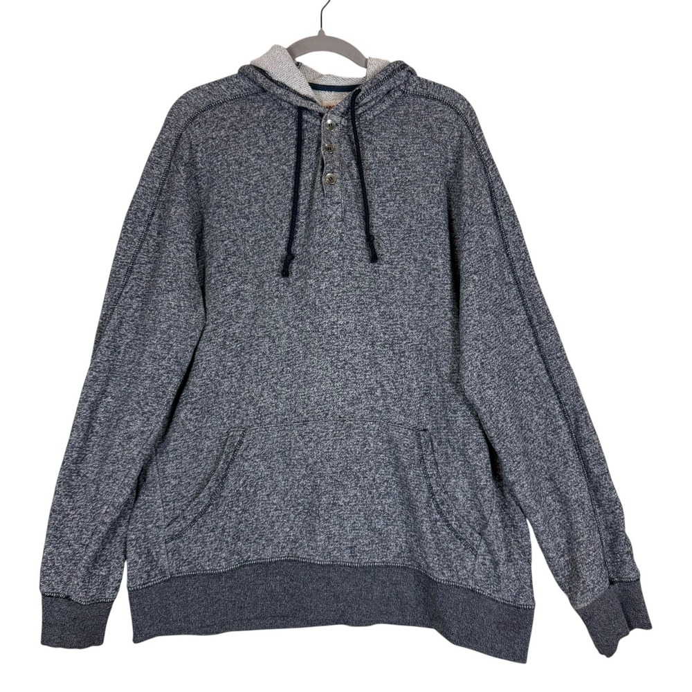 Mossimo Supply Co Hoodie Mens 2XL Gray Henley Pullover Knit Kangaroo Pocket